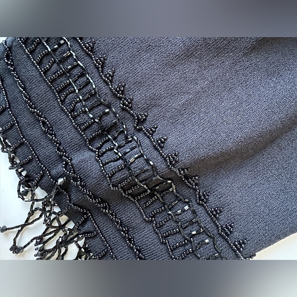 NWT Vintage Chico’s Design Black Beaded Open Front Knit Cardigan Size 1 (US M) - Picture 6 of 11